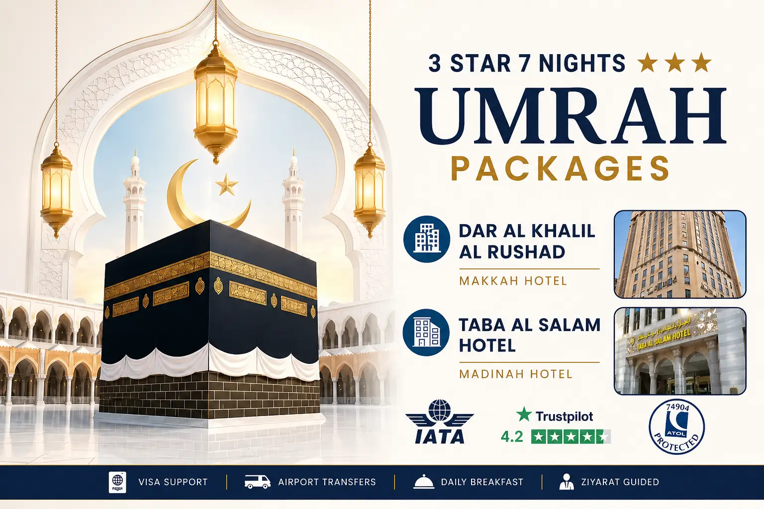 3 star 7 nights umrah packages from UK - a Adam Travel