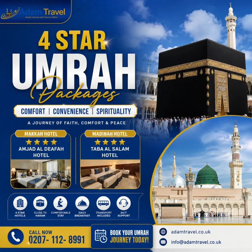 4 star umrah packages from UK - Adam Travel