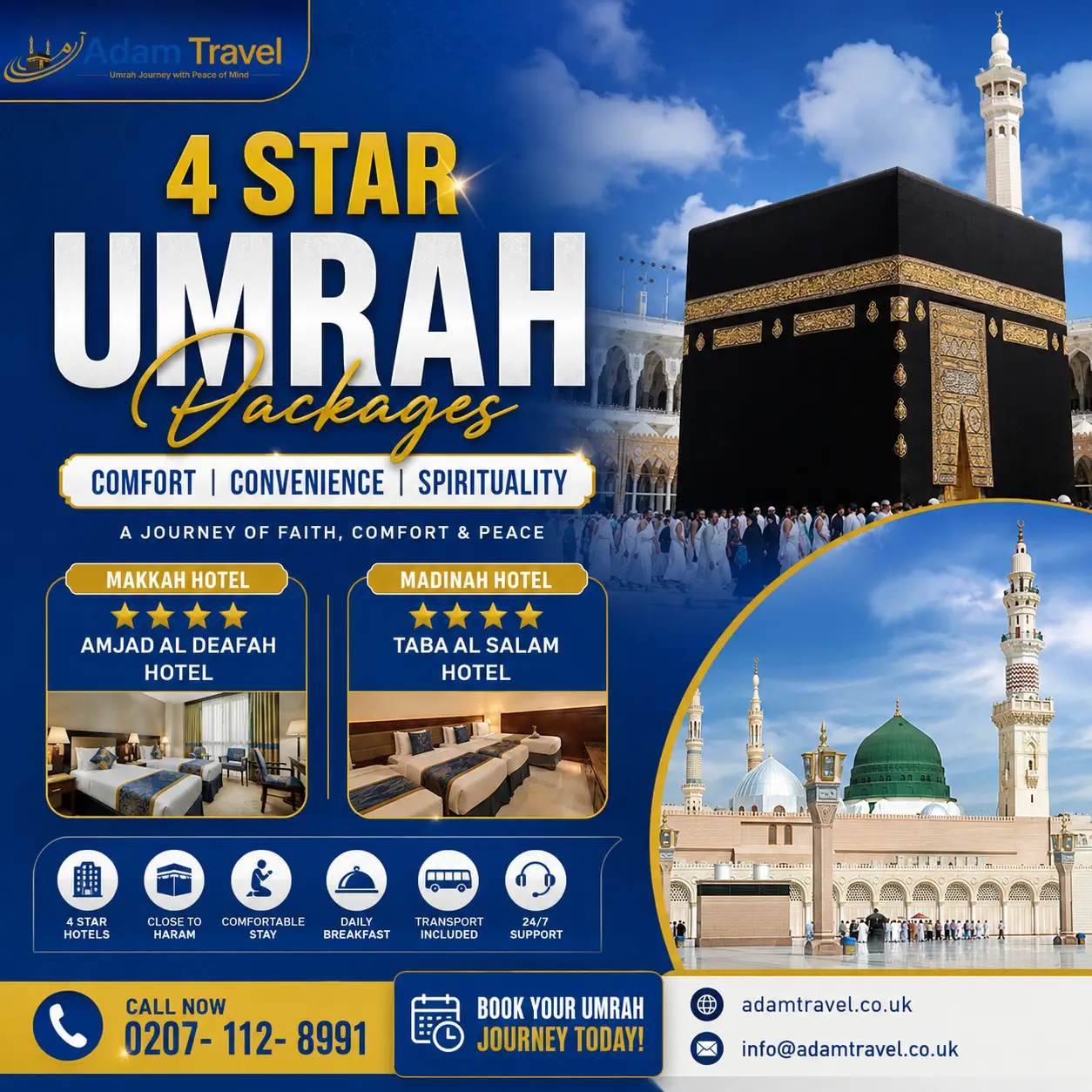 4 star umrah packages from UK - Adam Travel
