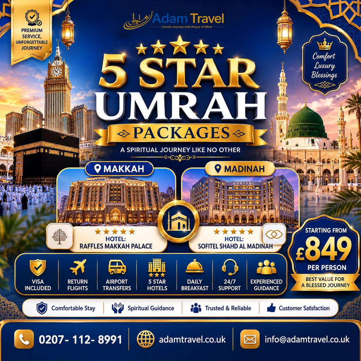 5 star umrah packages from UK - Adam Travel