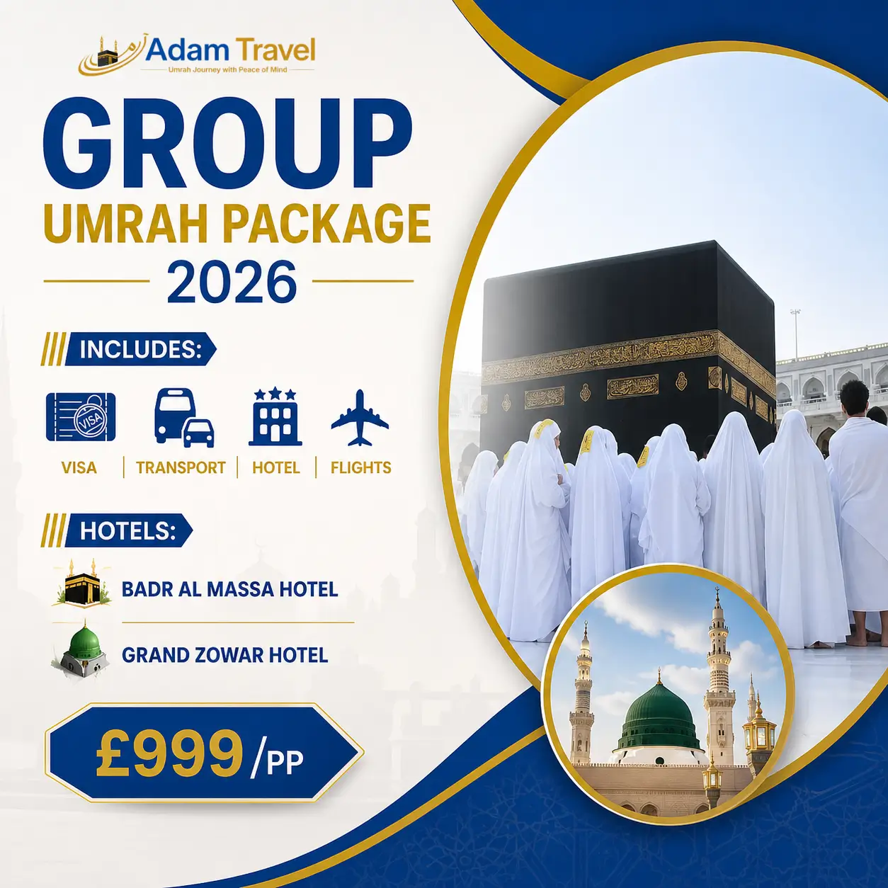 Group umrah packages from UK - Adam Travel