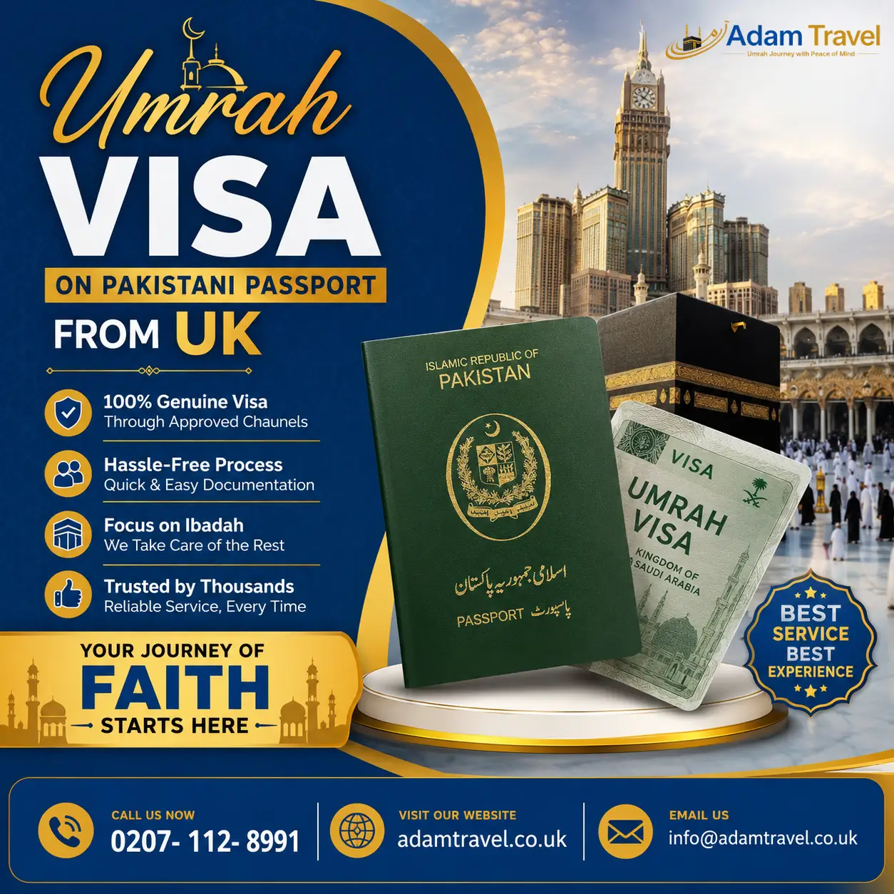 umrah visa on pakistani passport from uk - Adam Travel
