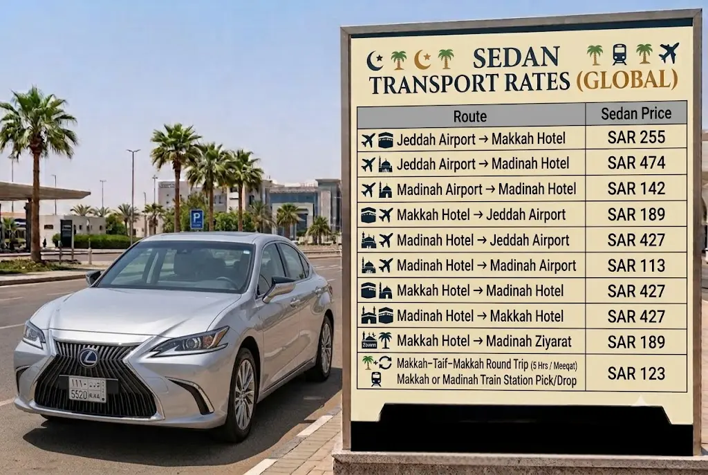 Umrah Transport Prices with Sedan - Adam Travel