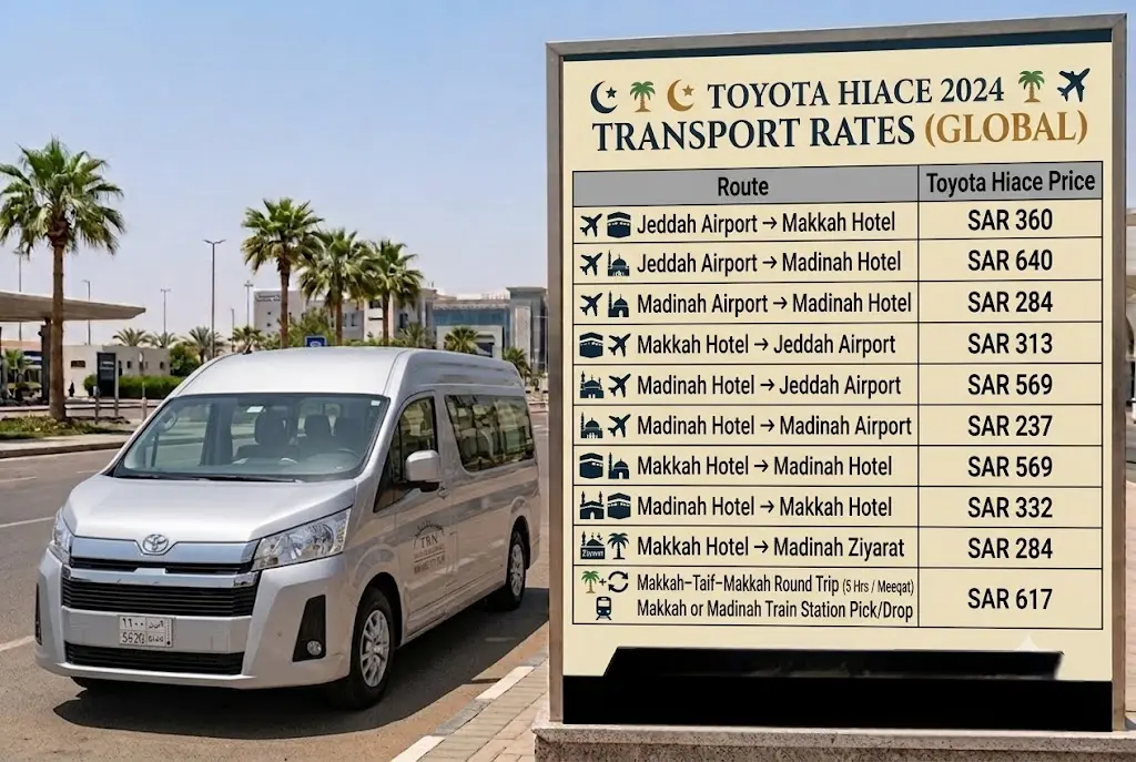 Umrah Transport prices of Toyota Hiace - Adam Travel