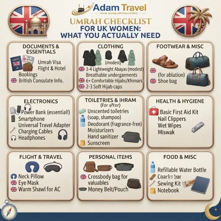 Umrah Checklist for UK Women - Adam Travel